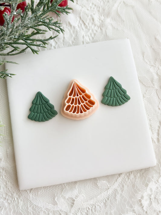Embossed Tree No. 8 Clay Cutter | Embossed Tree Polymer Clay Cutter for DIY Holiday Earrings Nature Jewelry and Christmas-Themed Crafts