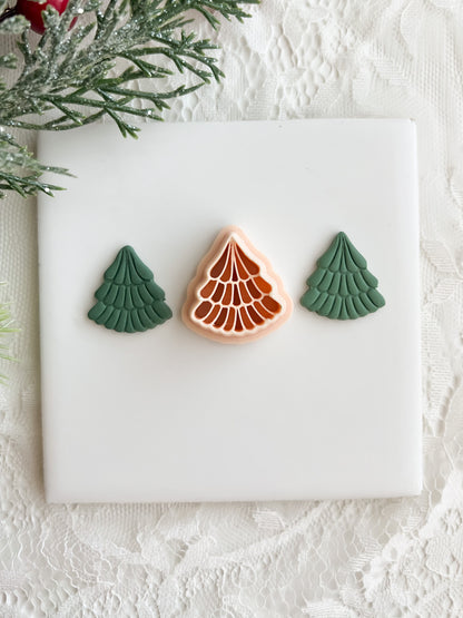 Embossed Tree No. 8 Clay Cutter | Embossed Tree Polymer Clay Cutter for DIY Holiday Earrings Nature Jewelry and Christmas-Themed Crafts