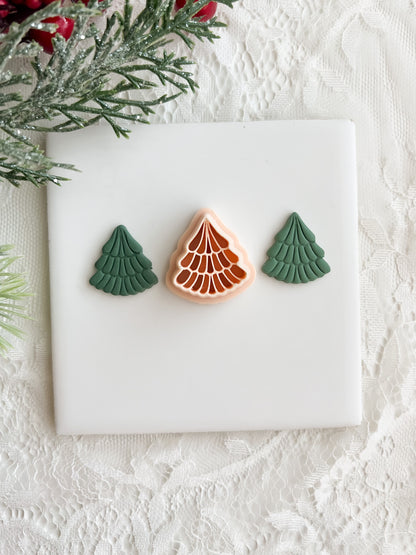 Embossed Tree No. 8 Clay Cutter | Embossed Tree Polymer Clay Cutter for DIY Holiday Earrings Nature Jewelry and Christmas-Themed Crafts