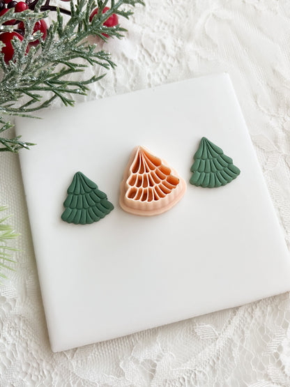 Embossed Tree No. 8 Clay Cutter | Embossed Tree Polymer Clay Cutter for DIY Holiday Earrings Nature Jewelry and Christmas-Themed Crafts