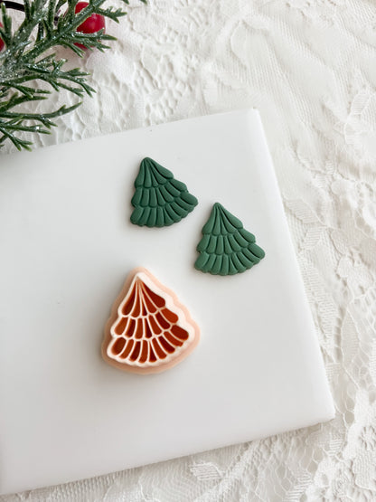 Embossed Tree No. 8 Clay Cutter | Embossed Tree Polymer Clay Cutter for DIY Holiday Earrings Nature Jewelry and Christmas-Themed Crafts