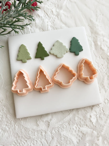 Tree Set of 4 No. 2 Clay Cutters | Christmas Tree Polymer Clay Cutter Set for DIY Earrings and Holiday Crafts