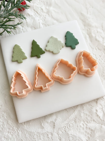 Tree Set of 4 No. 2 Clay Cutters | Christmas Tree Polymer Clay Cutter Set for DIY Earrings and Holiday Crafts