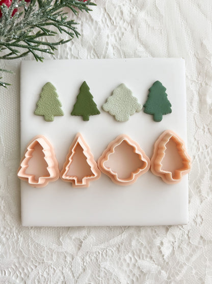 Tree Set of 4 No. 2 Clay Cutters | Christmas Tree Polymer Clay Cutter Set for DIY Earrings and Holiday Crafts