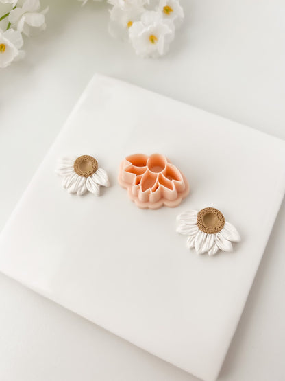 Half Daisy Clay Cutter | Half Daisy Polymer Clay Cutter for DIY Floral Earrings Nature-Themed Jewelry and Handmade Cute Accessories