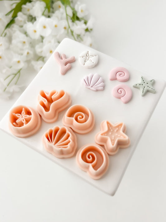 Ocean Stud Set Clay Cutter | Ocean Stud Set Polymer Clay Cutter for DIY Marine Earrings Nautical Jewelry and Handmade Ocean Accessories