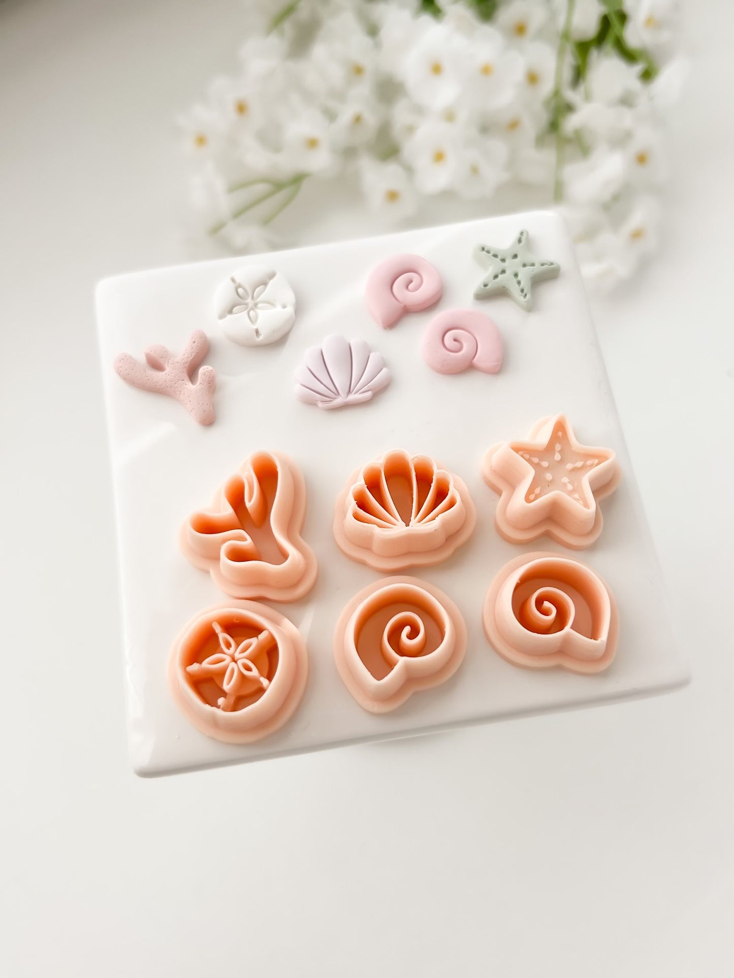 Ocean Stud Set Clay Cutter | Ocean Stud Set Polymer Clay Cutter for DIY Marine Earrings Nautical Jewelry and Handmade Ocean Accessories