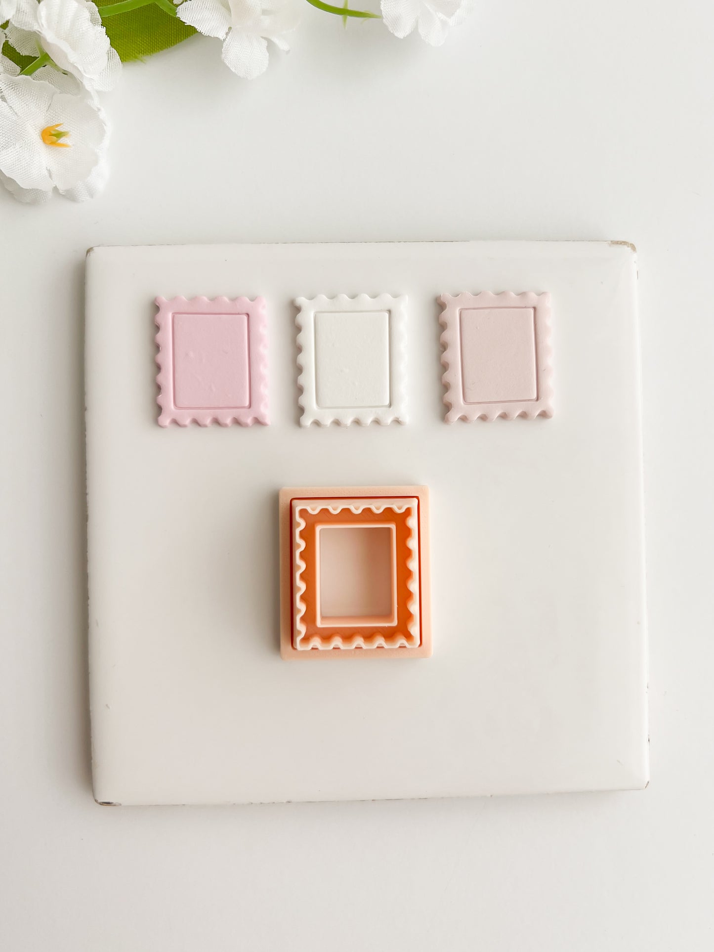 Embossed Postage Stamp Clay Cutter | Embossed Postage Stamp Polymer Clay Cutter for DIY Vintage Earrings Mail-Themed Jewelry and Handmade Cute Accessories