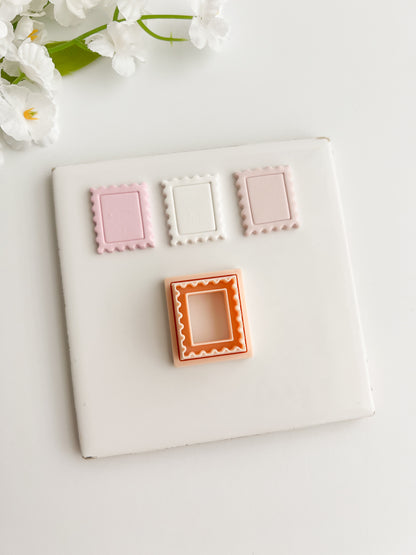 Embossed Postage Stamp Clay Cutter | Embossed Postage Stamp Polymer Clay Cutter for DIY Vintage Earrings Mail-Themed Jewelry and Handmade Cute Accessories