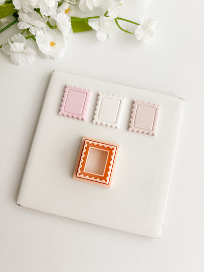 Embossed Postage Stamp Clay Cutter | Embossed Postage Stamp Polymer Clay Cutter for DIY Vintage Earrings Mail-Themed Jewelry and Handmade Cute Accessories