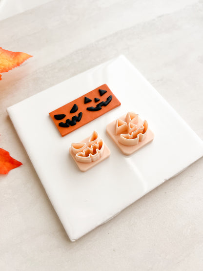 Jack O Lantern Face Cutout Clay Cutter | Jack O Lantern Face Cutout Polymer Clay Cutter for DIY Halloween Earrings Pumpkin Jewelry and Handmade Spooky Accessories