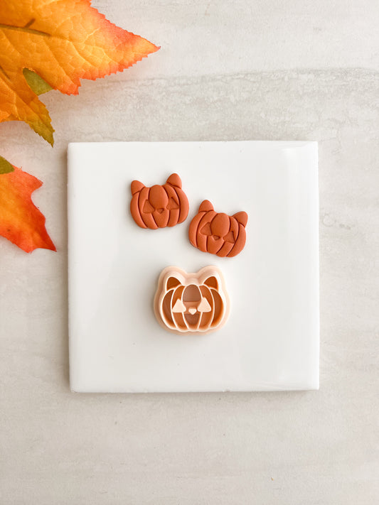 Jack O Lantern Cat Clay Cutter | Jack O Lantern Cat Polymer Clay Cutter for DIY Halloween Earrings Cute Jewelry and Handmade Spooky Accessories