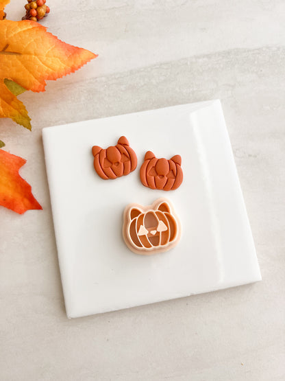 Jack O Lantern Cat Clay Cutter | Jack O Lantern Cat Polymer Clay Cutter for DIY Halloween Earrings Cute Jewelry and Handmade Spooky Accessories