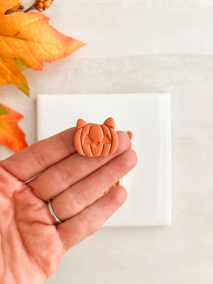 Jack O Lantern Cat Clay Cutter | Jack O Lantern Cat Polymer Clay Cutter for DIY Halloween Earrings Cute Jewelry and Handmade Spooky Accessories