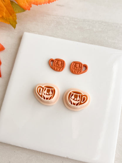 Jack O Lantern Mug Clay Cutter | Jack O Lantern Mug Polymer Clay Cutter for DIY Fall Earrings Halloween Jewelry and Handmade Seasonal Accessories