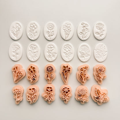2026 Birth Flowers Stamp (12 Stamps) | Spring Floral Stamp Polymer Clay Cutter