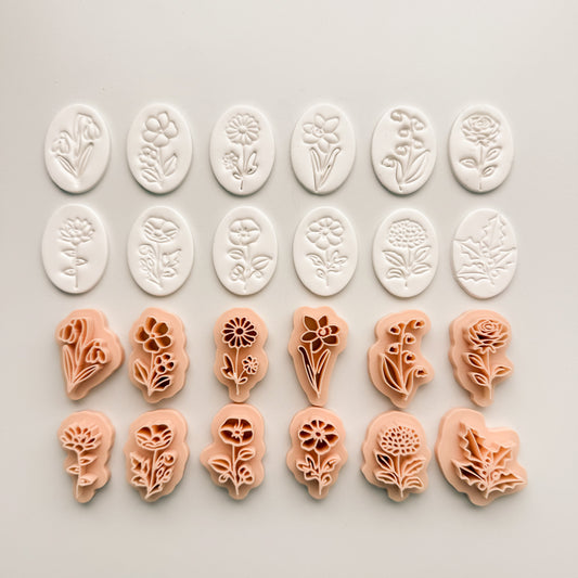 2026 Birth Flowers Stamp (12 Stamps) | Spring Floral Stamp Polymer Clay Cutter