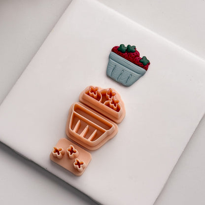 2026 Strawberry Basket | Farmer’s Market Polymer Clay Cutter