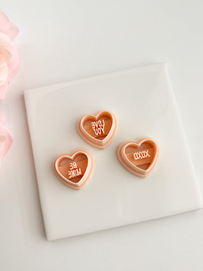 Valentine Heart Trio No. 1 Clay Cutter | Romantic Polymer Clay Cutter for Earrings, Jewelry and Themed Crafts