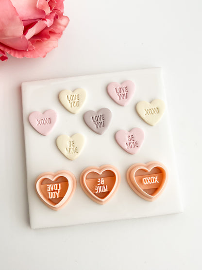 Valentine Heart Trio No. 1 Clay Cutter | Romantic Polymer Clay Cutter for Earrings, Jewelry and Themed Crafts