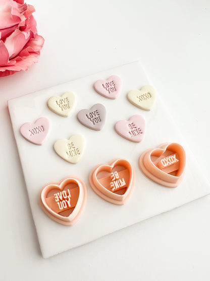 Valentine Heart Trio No. 1 Clay Cutter | Romantic Polymer Clay Cutter for Earrings, Jewelry and Themed Crafts