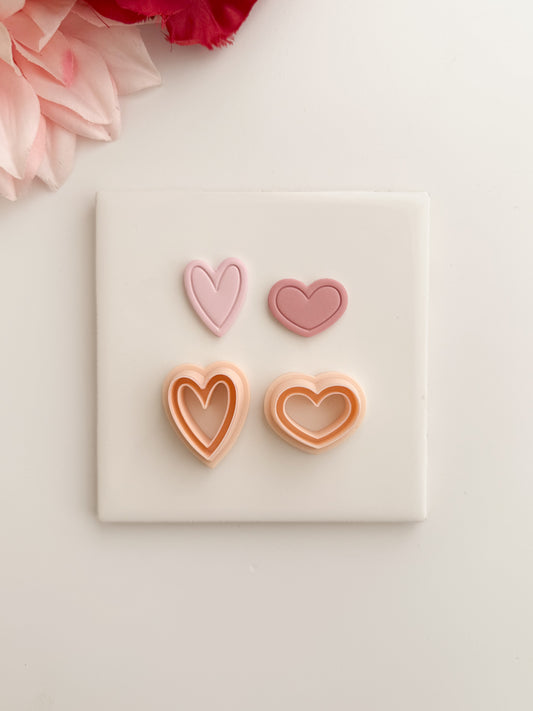 Heart Emboss Pair Clay Cutter | Heart Emboss Pair Polymer Clay Cutter for DIY Romantic Earrings Love Jewelry and Handmade Valentine's Accessories