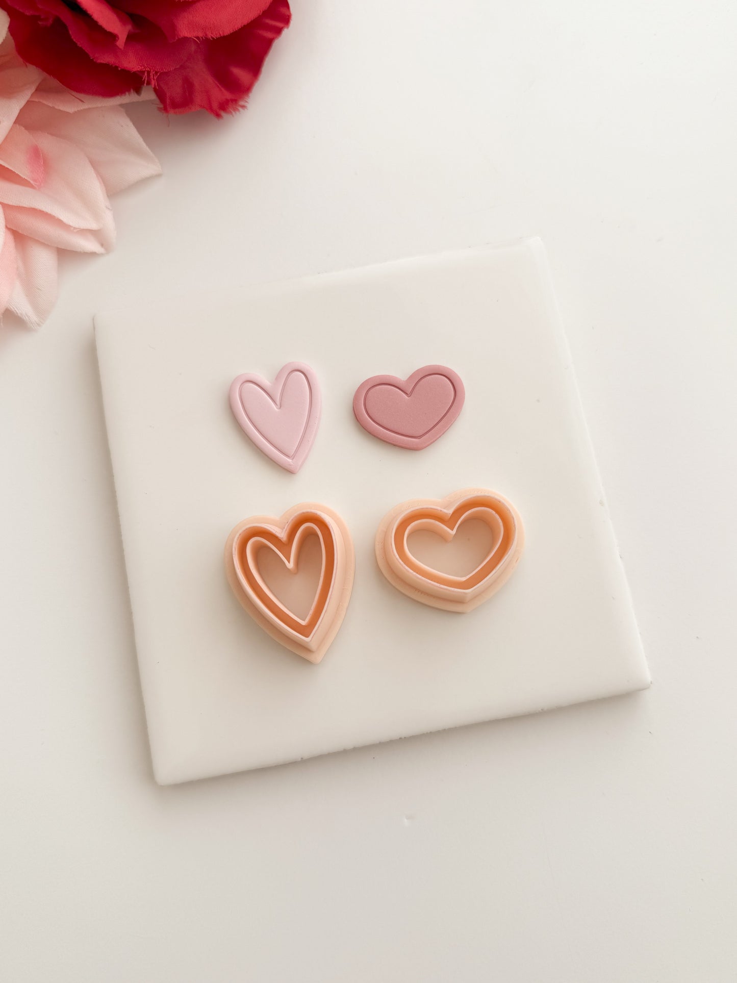 Heart Emboss Pair Clay Cutter | Heart Emboss Pair Polymer Clay Cutter for DIY Romantic Earrings Love Jewelry and Handmade Valentine's Accessories