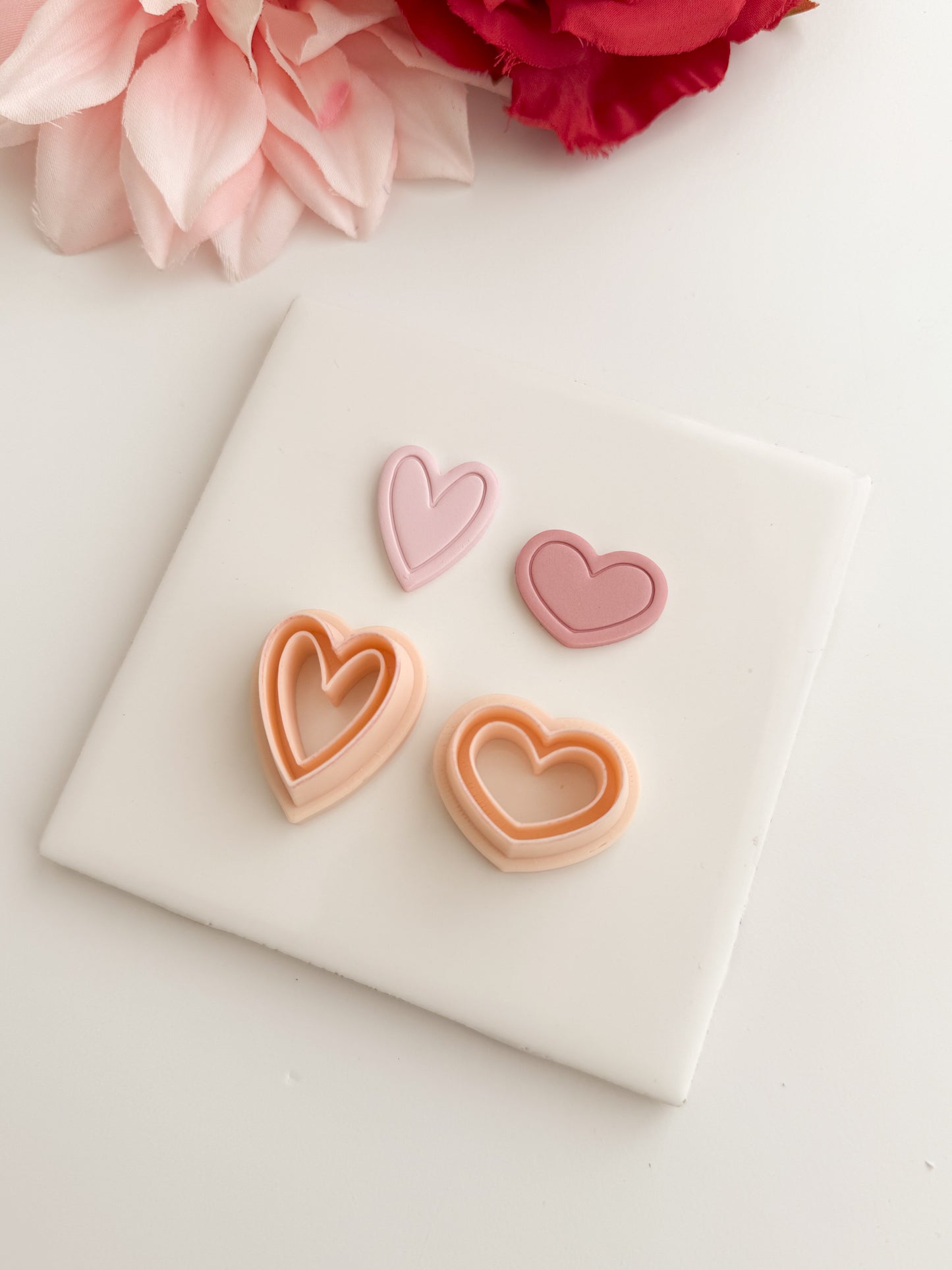 Heart Emboss Pair Clay Cutter | Heart Emboss Pair Polymer Clay Cutter for DIY Romantic Earrings Love Jewelry and Handmade Valentine's Accessories