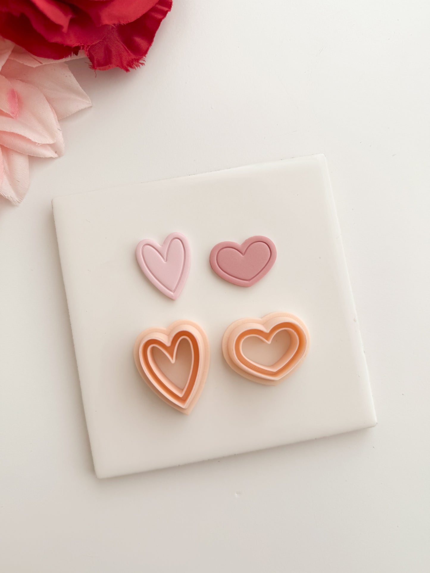 Heart Emboss Pair Clay Cutter | Heart Emboss Pair Polymer Clay Cutter for DIY Romantic Earrings Love Jewelry and Handmade Valentine's Accessories