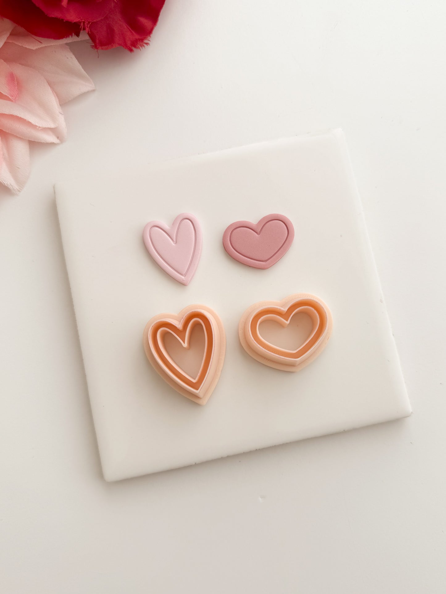 Heart Emboss Pair Clay Cutter | Heart Emboss Pair Polymer Clay Cutter for DIY Romantic Earrings Love Jewelry and Handmade Valentine's Accessories