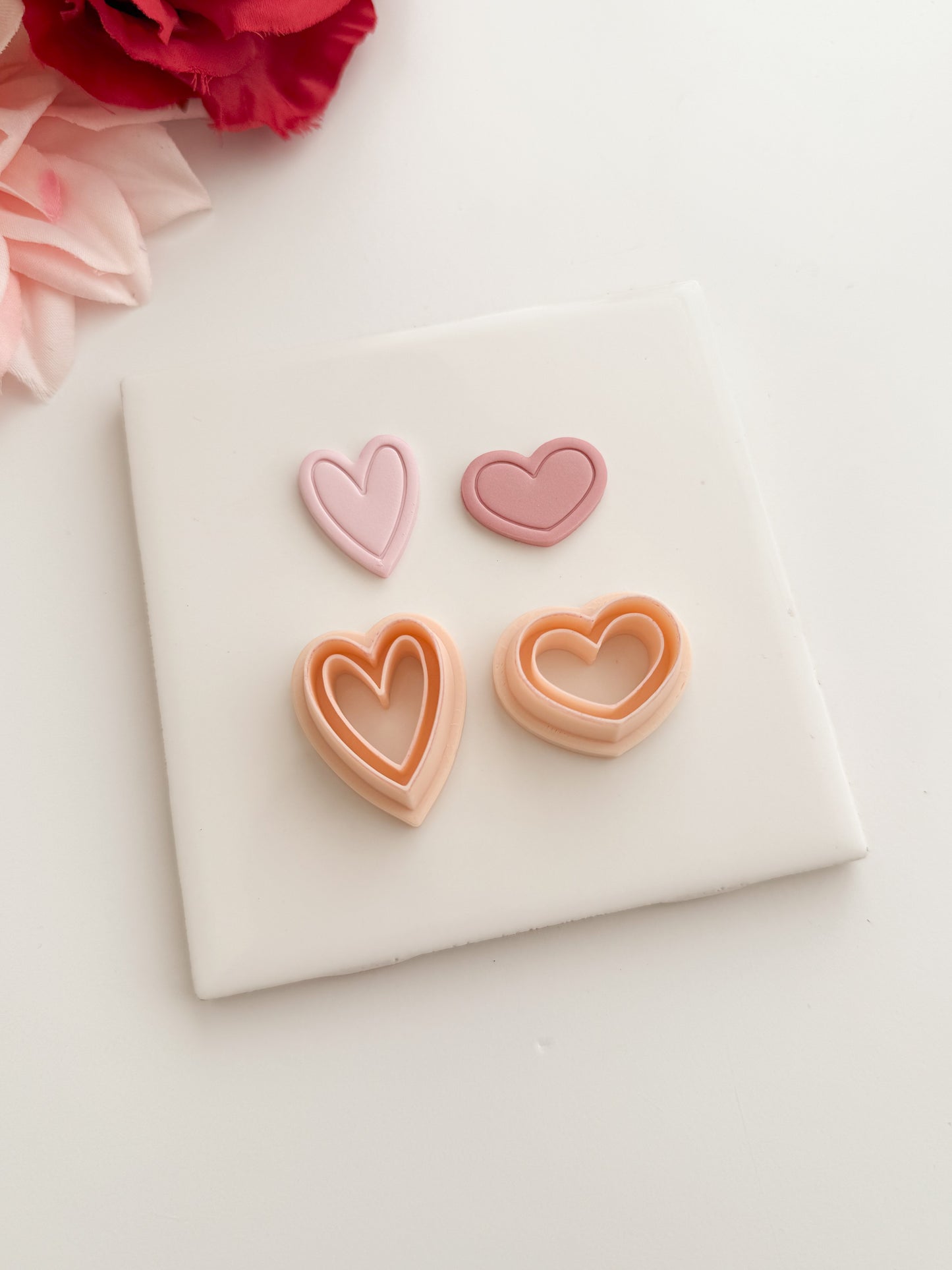 Heart Emboss Pair Clay Cutter | Heart Emboss Pair Polymer Clay Cutter for DIY Romantic Earrings Love Jewelry and Handmade Valentine's Accessories