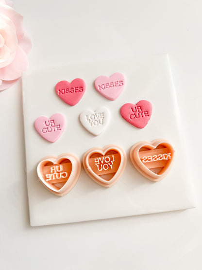 Valentine Heart Trio No. 3 Clay Cutter | Set of 3 Heart Polymer Clay Cutters for DIY Earrings and Handmade Jewelry