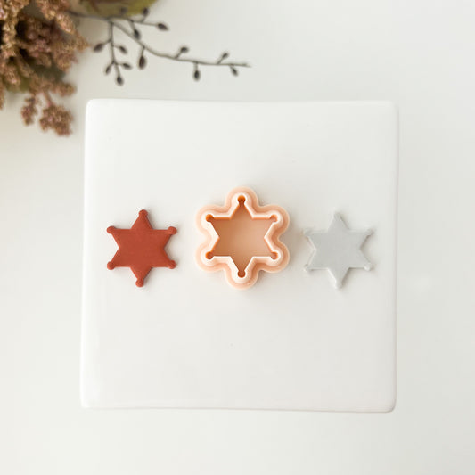Sheriff Star Clay Cutter | Western Sheriff Badge Polymer Clay Cutter for DIY Earrings and Crafts