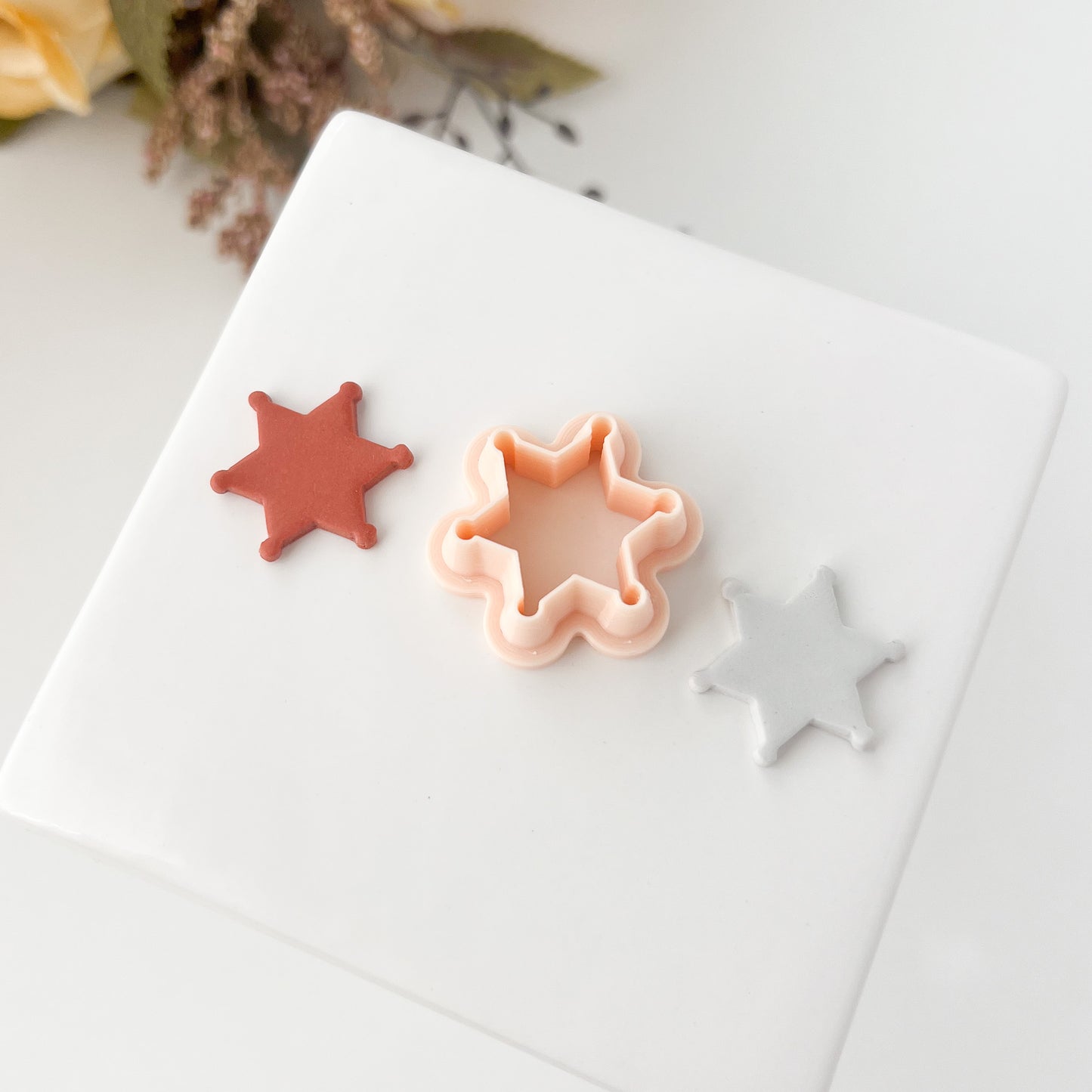 Sheriff Star Clay Cutter | Western Sheriff Badge Polymer Clay Cutter for DIY Earrings and Crafts