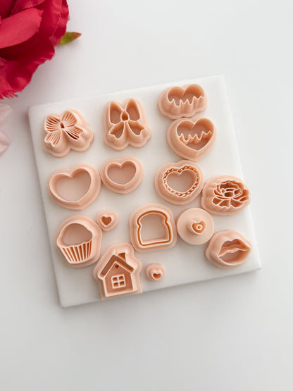Valentine Mini Bundle No. 2 Clay Cutter Set | Valentine Mini Bundle No. 2 Polymer Clay Cutter Set for DIY Romantic Earrings Love Jewelry and Handmade Valentine's Accessories