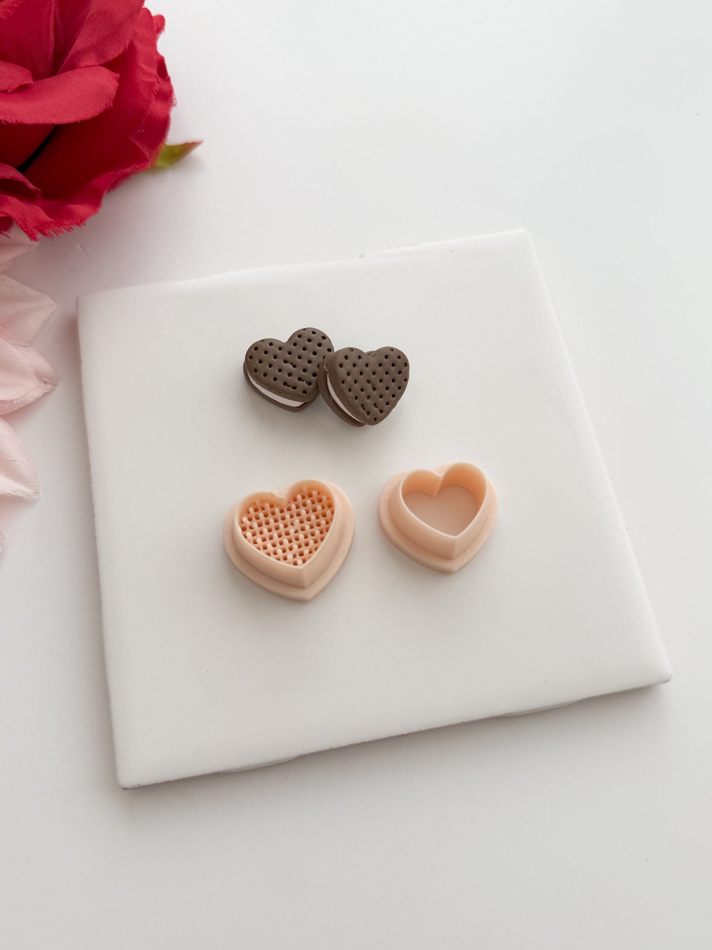 Heart Ice Cream Sandwich Clay Cutter | Heart Ice Cream Sandwich Polymer Clay Cutter for DIY Dessert Earrings Cute Jewelry and Handmade Valentine's Accessories