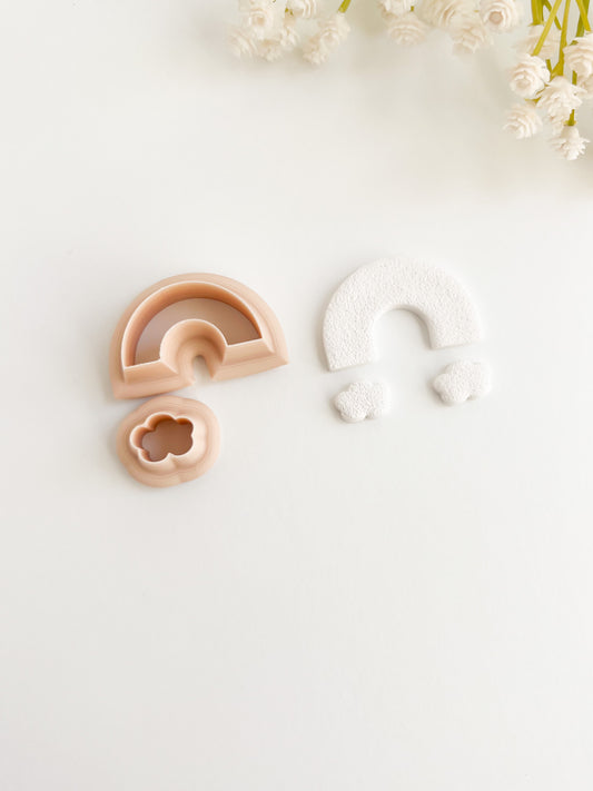 Rainbow Arch with Cloud Clay Cutter | Boho Rainbow Polymer Clay Cutter for DIY Jewelry and Gifts