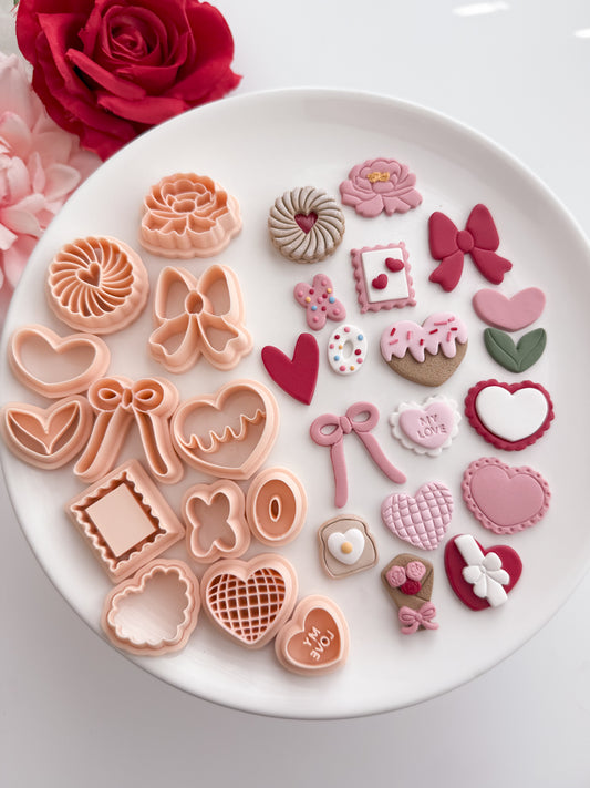 Valentine Mini Bundle No. 3 Clay Cutter Set | Valentine Mini Bundle No. 3 Polymer Clay Cutter Set for DIY Love Earrings Romantic Jewelry and Handmade Valentine's Accessories