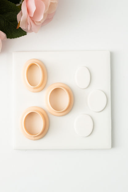 Oval Set Clay Cutters | Geometric Oval Polymer Clay Cutter Set for DIY Earrings and Jewelry