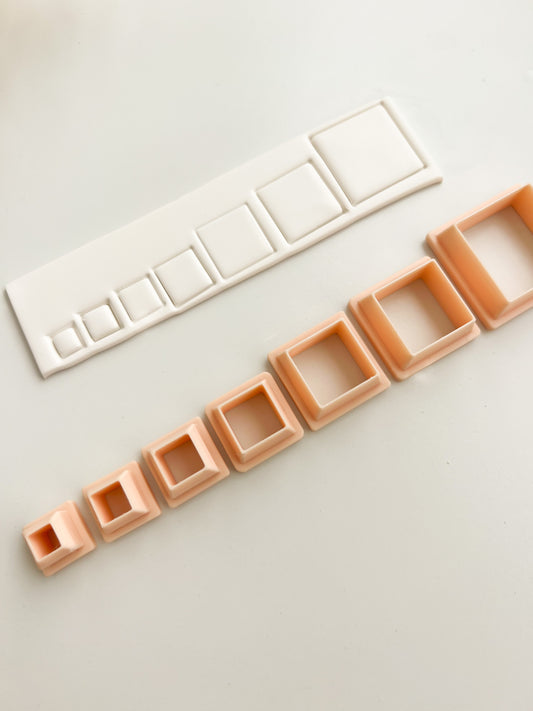 Square Shape Set Clay Cutters | Square Shape Polymer Clay Cutter Set for DIY Geometric Earrings Minimalist-Themed Jewelry and Handmade Modern Accessories