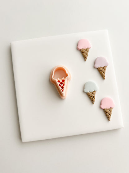 Ice Cream Shape No. 2 Clay Cutter | Ice Cream Shape No. 2 Polymer Clay Cutter for DIY Summer Earrings Dessert Jewelry and Handmade Sweet Accessories