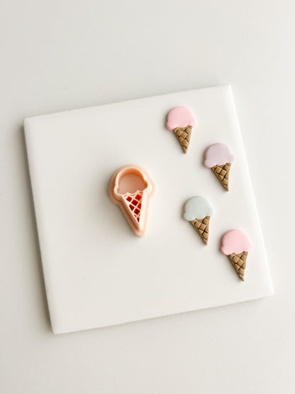 Ice Cream Shape No. 2 Clay Cutter | Ice Cream Shape No. 2 Polymer Clay Cutter for DIY Summer Earrings Dessert Jewelry and Handmade Sweet Accessories