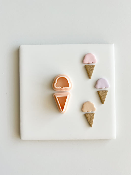 Ice Cream 2 Part Clay Cutter | Ice Cream 2 Part Polymer Clay Cutter for DIY Frozen Treat Earrings Cute Jewelry and Handmade Dessert Accessories