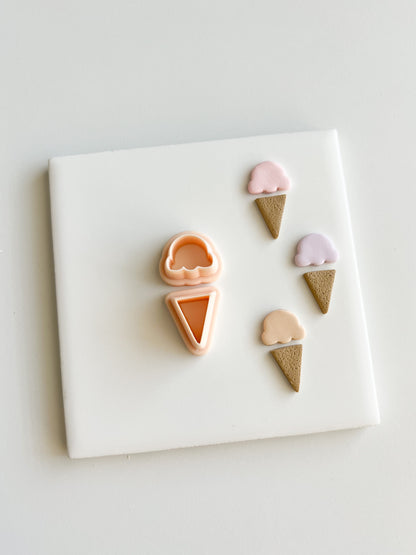 Ice Cream 2 Part Clay Cutter | Ice Cream 2 Part Polymer Clay Cutter for DIY Frozen Treat Earrings Cute Jewelry and Handmade Dessert Accessories
