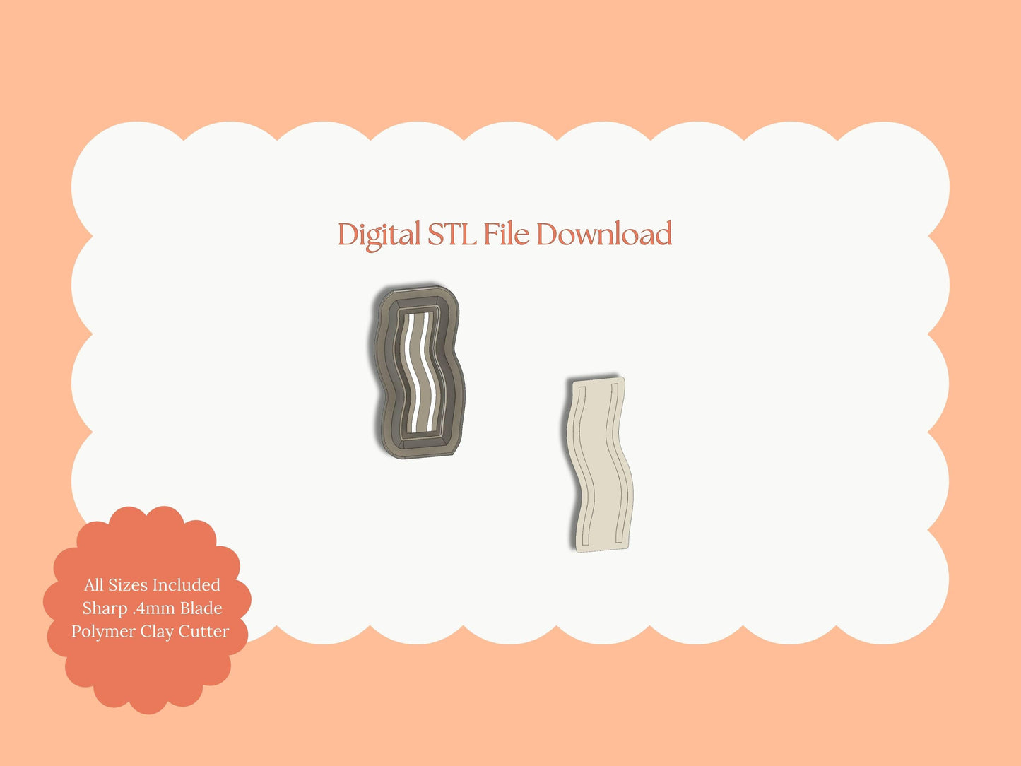 Bacon Clay Cutter | STL File Download Polymer Clay Cutter Breakfast Spring Summer