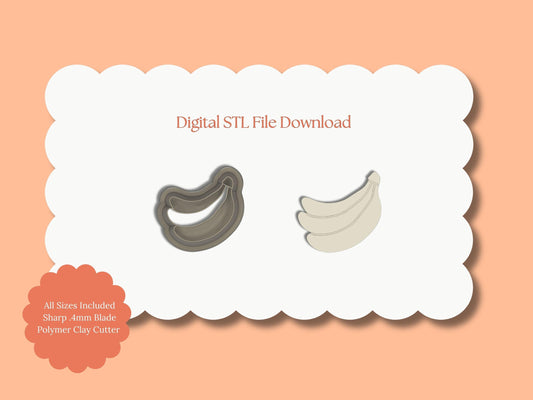 Banana Clay Cutter | STL File Download Polymer Clay Cutter Breakfast Spring Summer Fruit