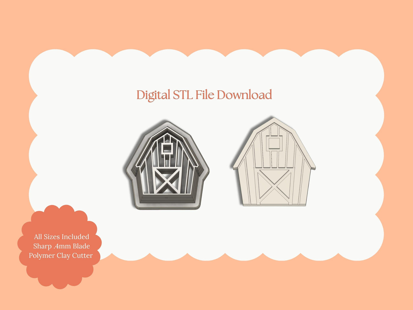 Barn | STL File Download Polymer Clay Cutter Fruit Spring Summer Farm Animals