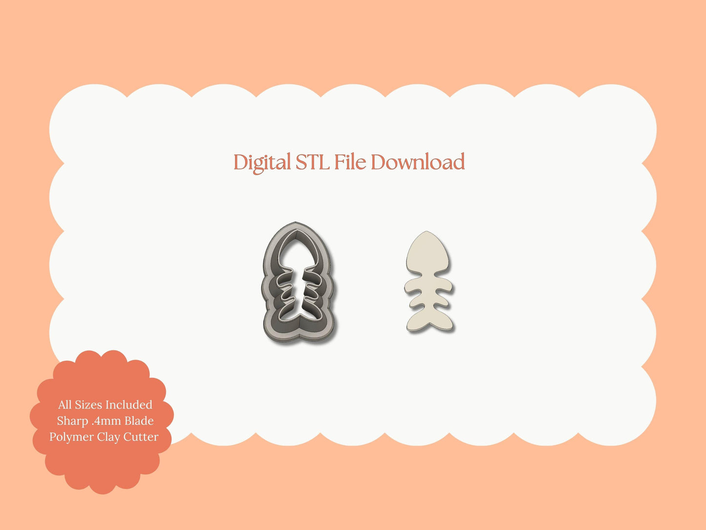 Boned Fish Clay Cutter | STL File Download Polymer Clay Cutter Spring Summer Beach