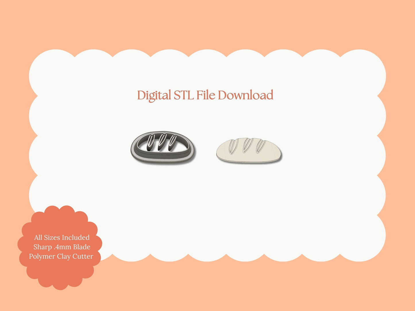 Bread Loaf Clay Cutter | STL File Download Polymer Clay Cutter Spring Summer Food Dessert Breakfast