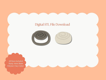 Cinnamon Roll Clay Cutter | STL File Download Polymer Clay Cutter Spring Summer Food Dessert Breakfast